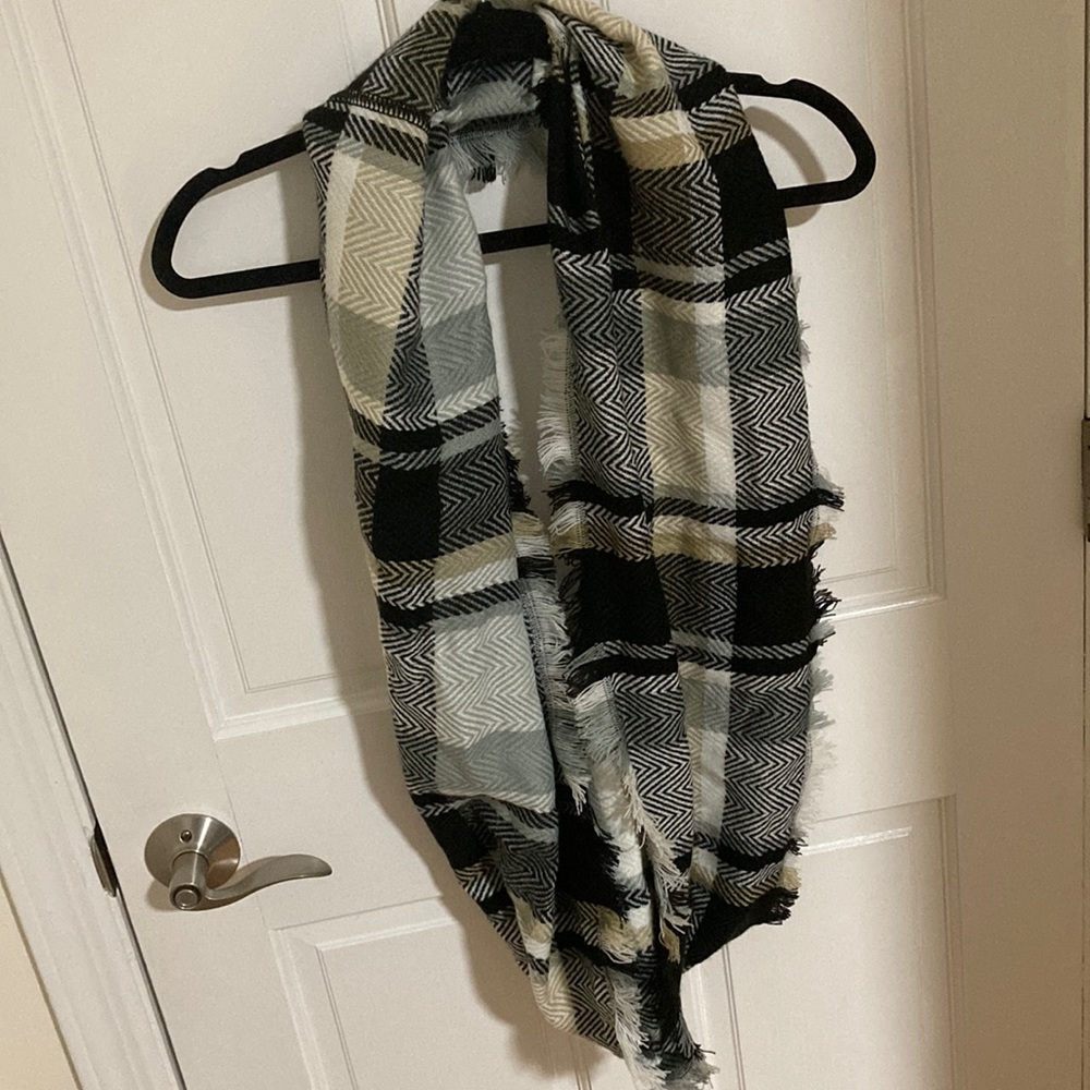 Plaid cowl neck scarf
